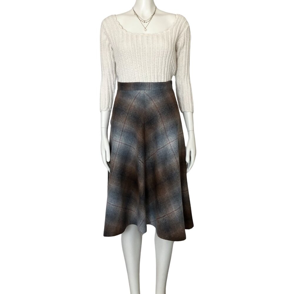 Vintage 70s Wool Blend Plaid A Line Midi Skirt. XS 26" 11. Dark Academia Preppy - Picture 10 of 12